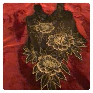 Gorgeous brown top with sequin and gem detail